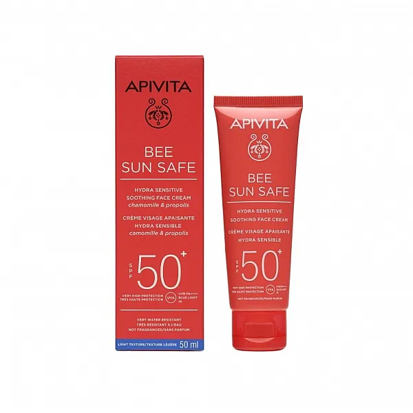 Apivita Bee Sun Safe Καταπραϋντική Κρέμα Προσώπου για Ευαίσθητες Επιδερμίδες SPF50+, 50ml