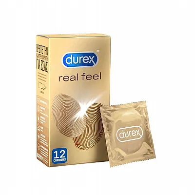 Durex Real Feel Προφυλακτικά από Προηγμένο Υλικό για πιο Φυσική Αίσθηση Κατά την Επαφή, 12τεμ