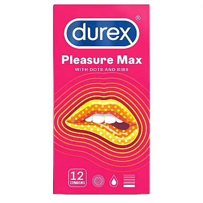 Durex Pleasuremax Προφυλακτικά με Ανάγλυφες Κουκίδες & Ραβδώσεις, 12τεμ