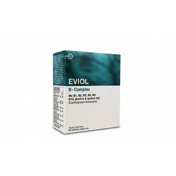 Eviol B-Complex Συμπλήρωμα Συμπλέγματος Βιταμίνης B για τη Φυσιολογική Λειτουργία του Νευρικού Συστήματος, 60 caps