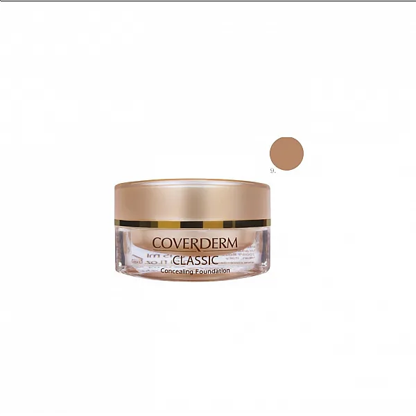 COVERDERM Classic (9) Αδιάβροχο μέικαπ υψηλής κάλυψης, 24ωρης αντοχής, SPF30 15ml