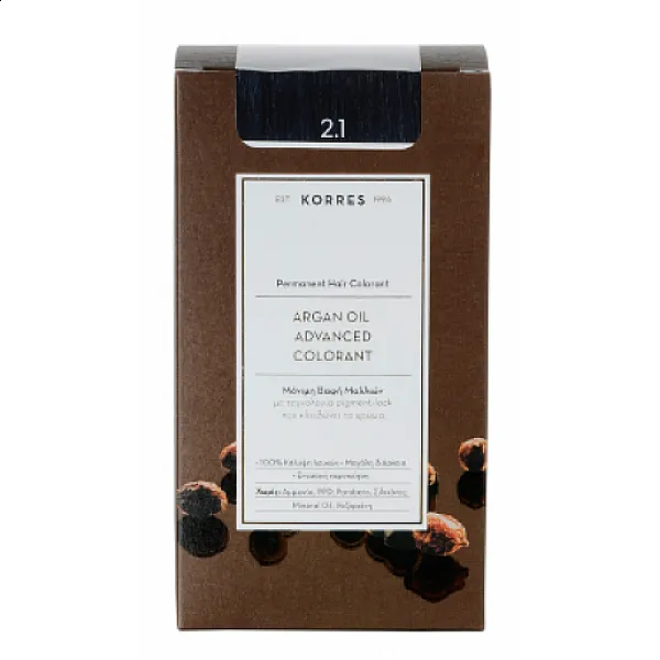 Korres Argan Oil Advanced Colorant Μόνιμη Βαφή Μαλλιών 2.1 Μαύρο Μπλέ 50ml