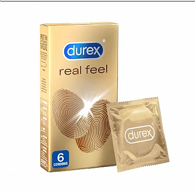 Durex Real Feel Προφυλακτικά από Προηγμένο Υλικό για πιο Φυσική Αίσθηση Κατά την Επαφή, 6 τεμ