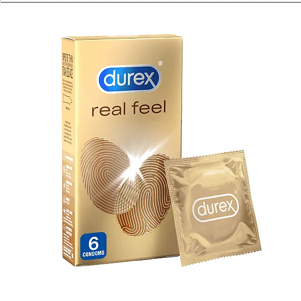 Durex Real Feel Προφυλακτικά από Προηγμένο Υλικό για πιο Φυσική Αίσθηση Κατά την Επαφή, 6 τεμ
